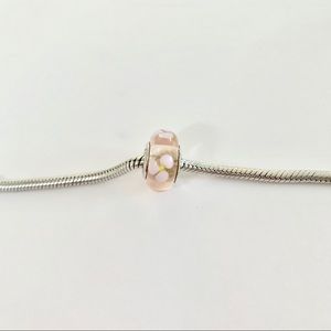 PANDORA | PINK MURANO GLASS WATER LILY CHARM BEAD DISCONTINUED